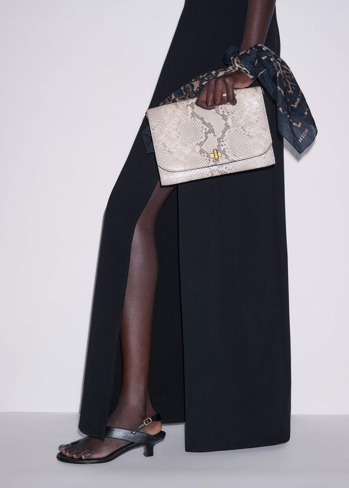 Gray Snake Print Clutch Bag | ME+EM