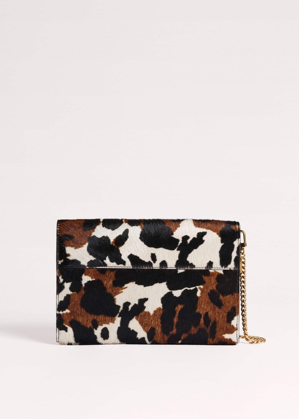 Brown Leather Cow Print Envelope Clutch Bag | ME+EM