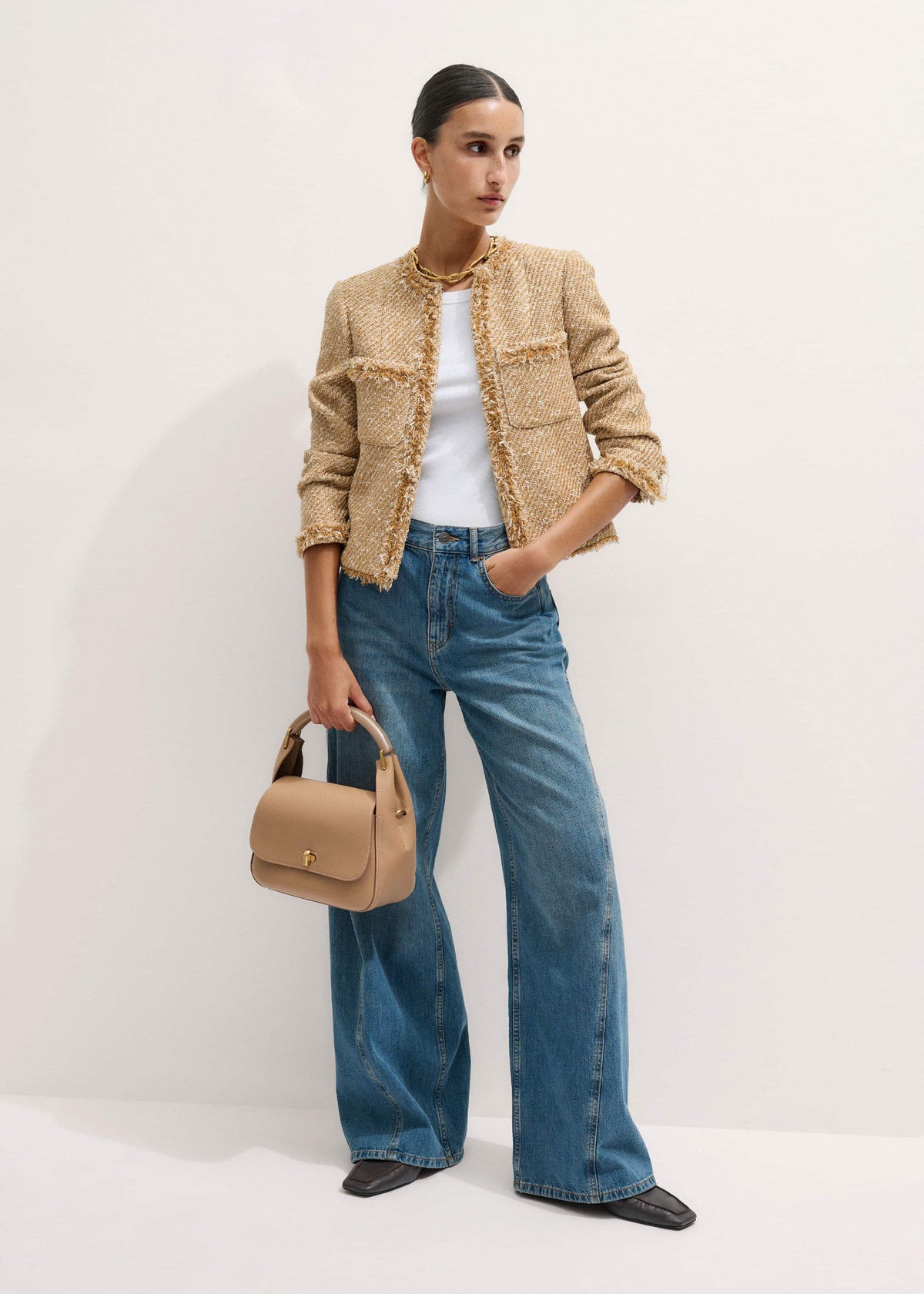Light Brown Resin Handle Crossbody Bag | ME+EM