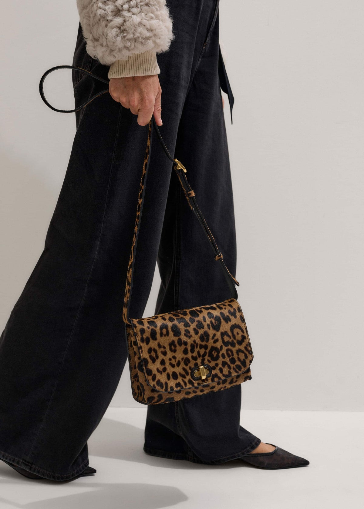 Brown 2-Way Leopard Print Crossbody Bag | ME+EM
