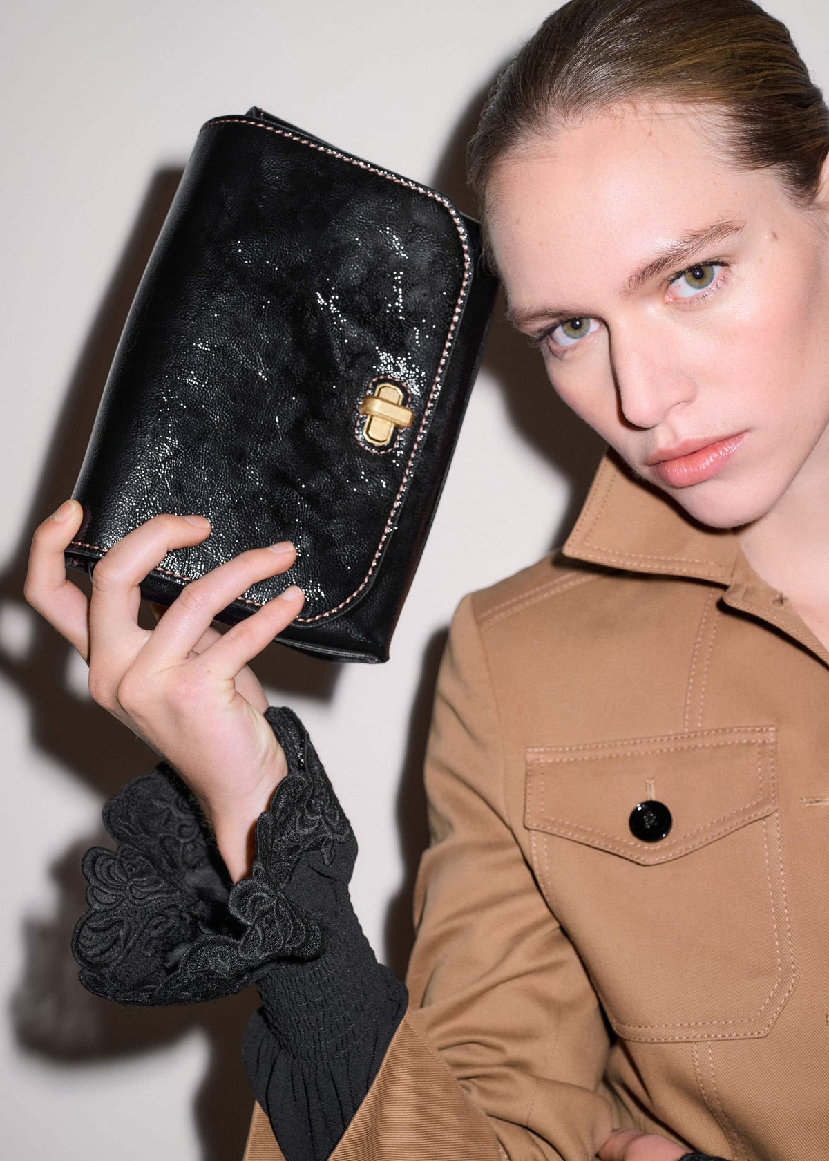 Black Leather Clutch + Crossbody Bag | ME+EM