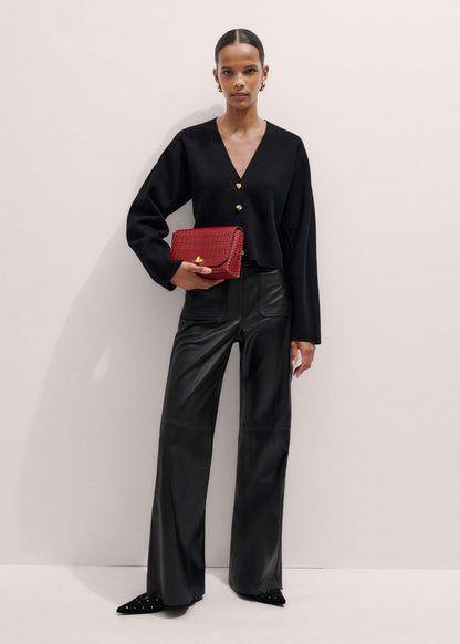 Red Leather Croc Print Clutch 2-in-1 Bag | ME+EM