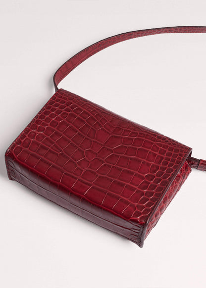 Red Leather Croc Print Clutch 2-in-1 Bag | ME+EM