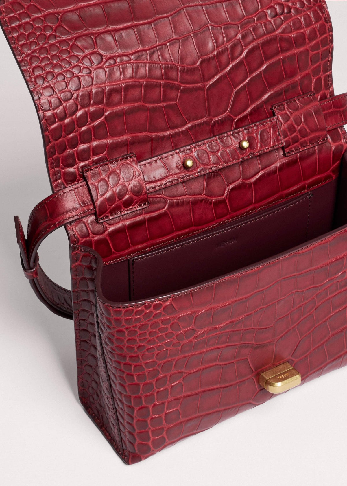 Red Leather Croc Print Clutch 2-in-1 Bag | ME+EM