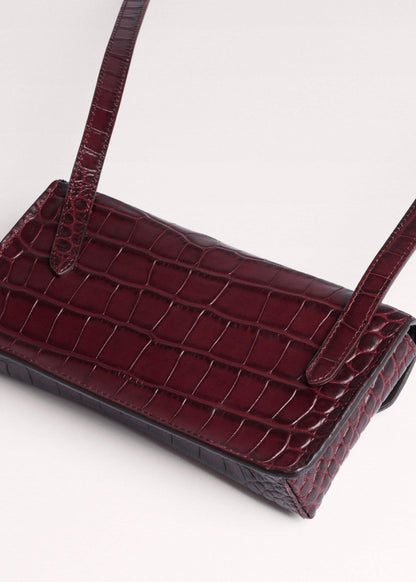 Red Red Leather Croc Print Small Pouch | ME+EM