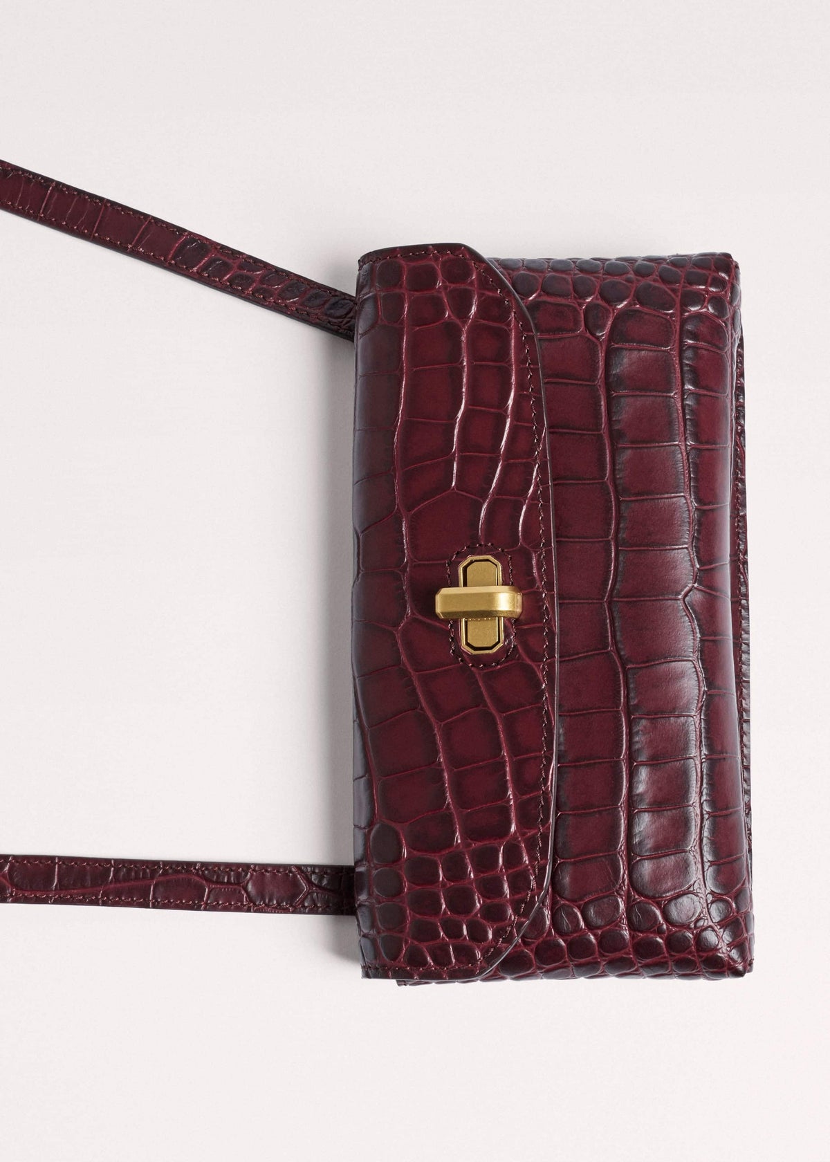 Red Red Leather Croc Print Small Pouch | ME+EM