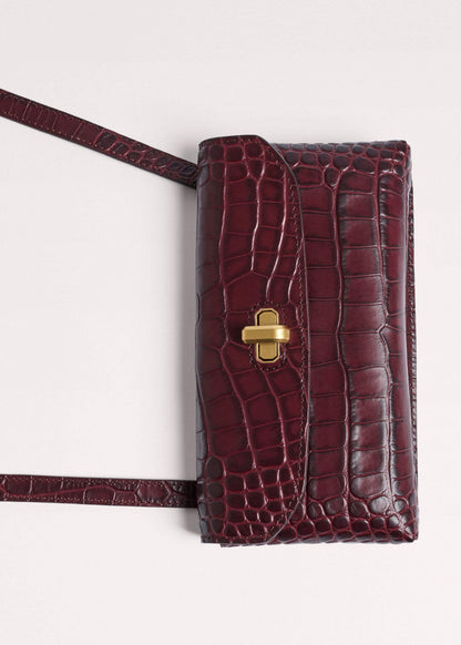 Red Red Leather Croc Print Small Pouch | ME+EM