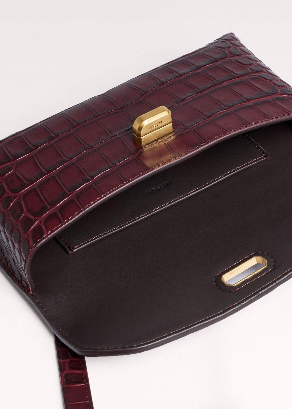 Red Red Leather Croc Print Small Pouch | ME+EM