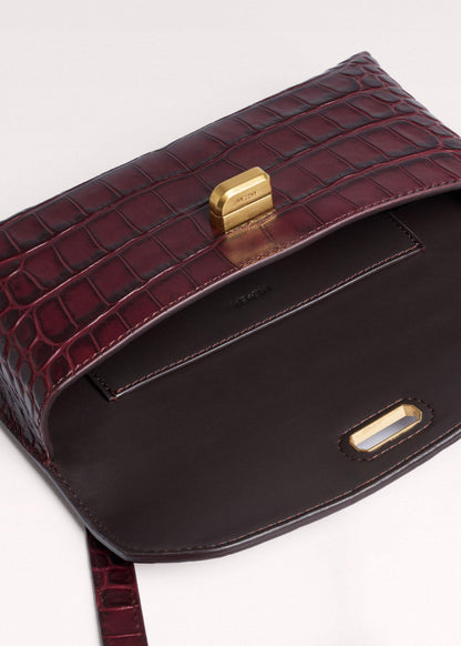 Red Red Leather Croc Print Small Pouch | ME+EM