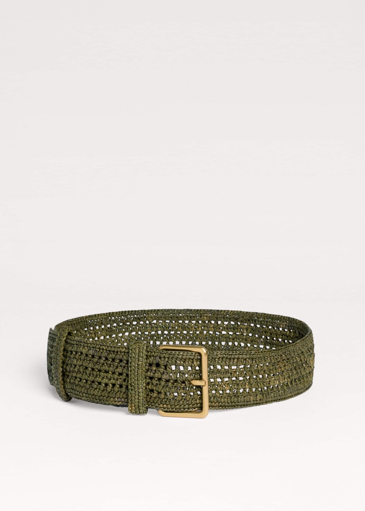 Olive Green Raffia Wide Summer Belt | ME+EM