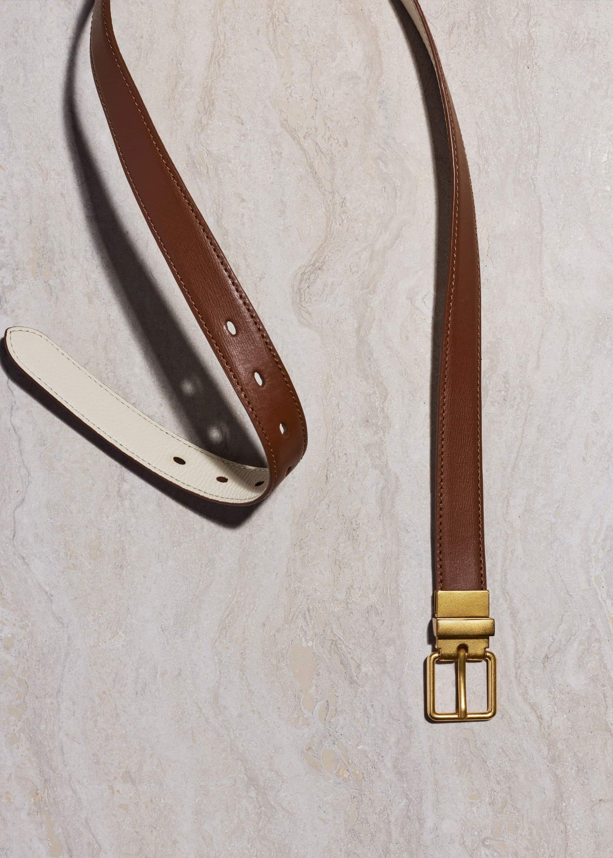 Dark Brown Buttercream Reversible Belt | ME+EM