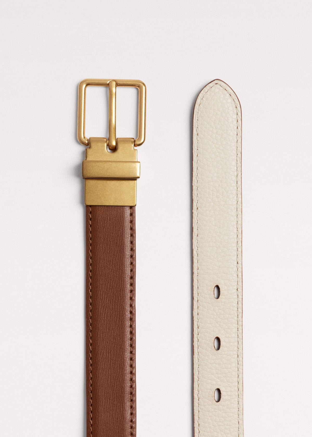 Dark Brown Buttercream Reversible Belt | ME+EM