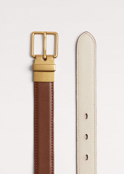 Dark Brown Buttercream Reversible Belt | ME+EM