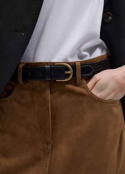 Black Round Raffia Summer Belt | ME+EM