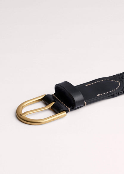 Black Round Raffia Summer Belt | ME+EM
