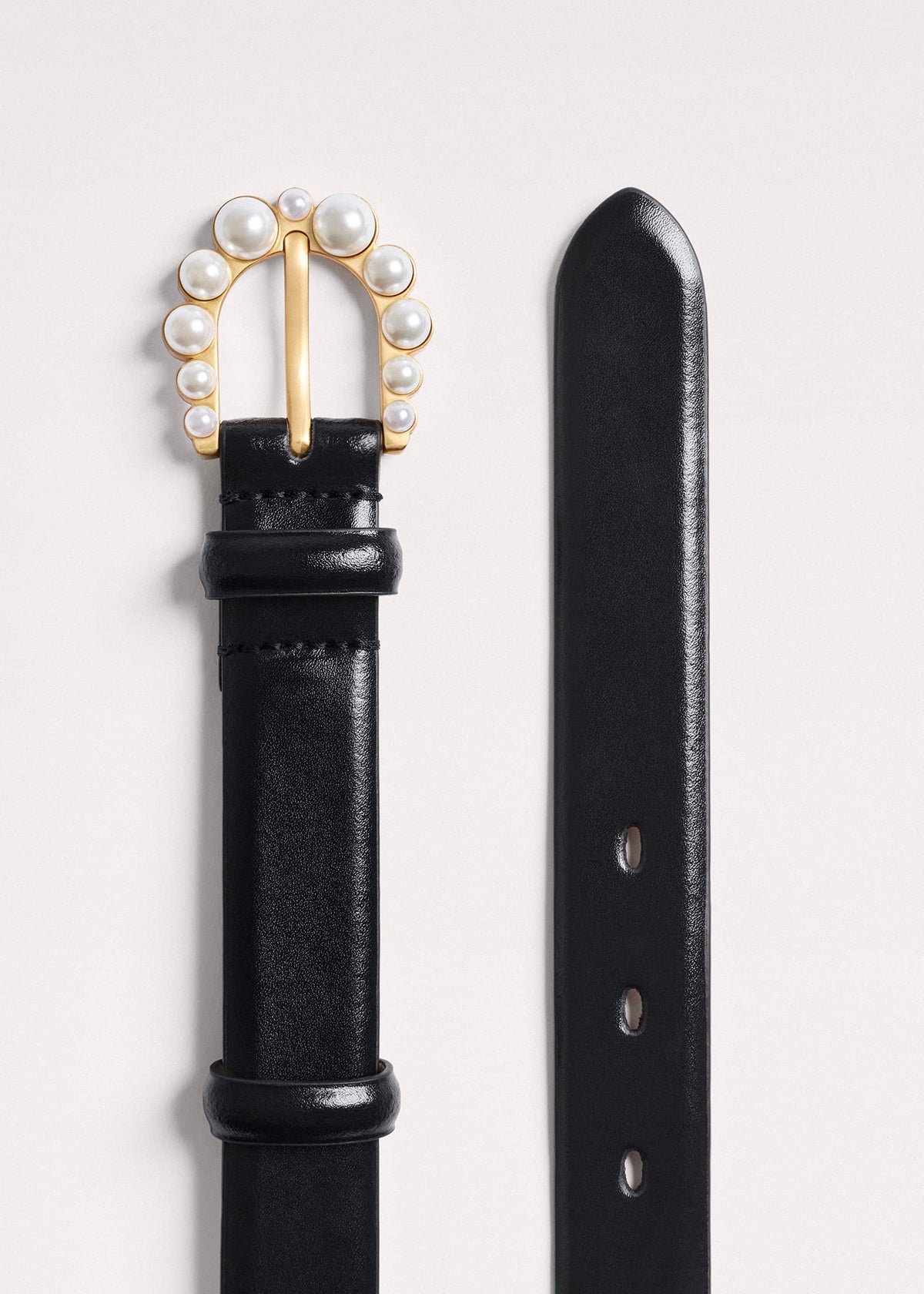 Black Faux Pearl Buckle Belt | ME+EM