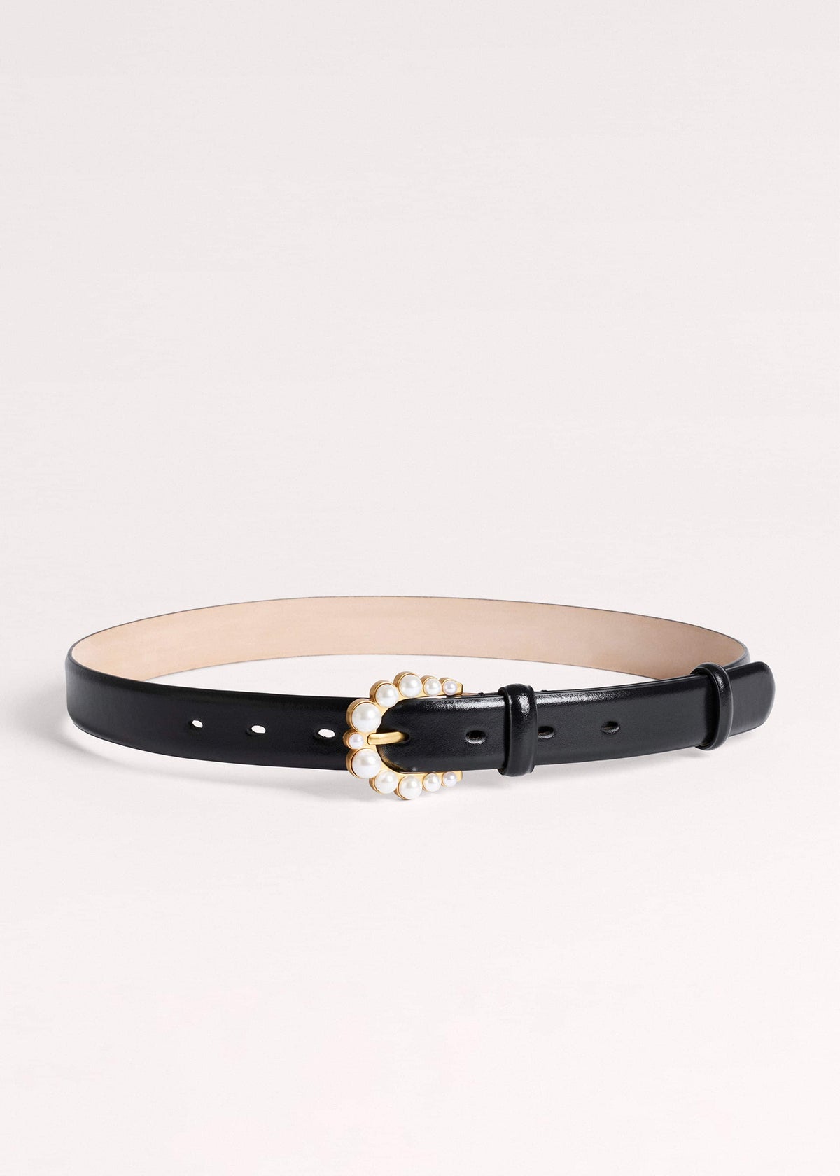 Black Faux Pearl Buckle Belt | ME+EM
