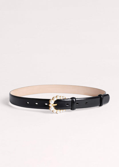 Black Faux Pearl Buckle Belt | ME+EM