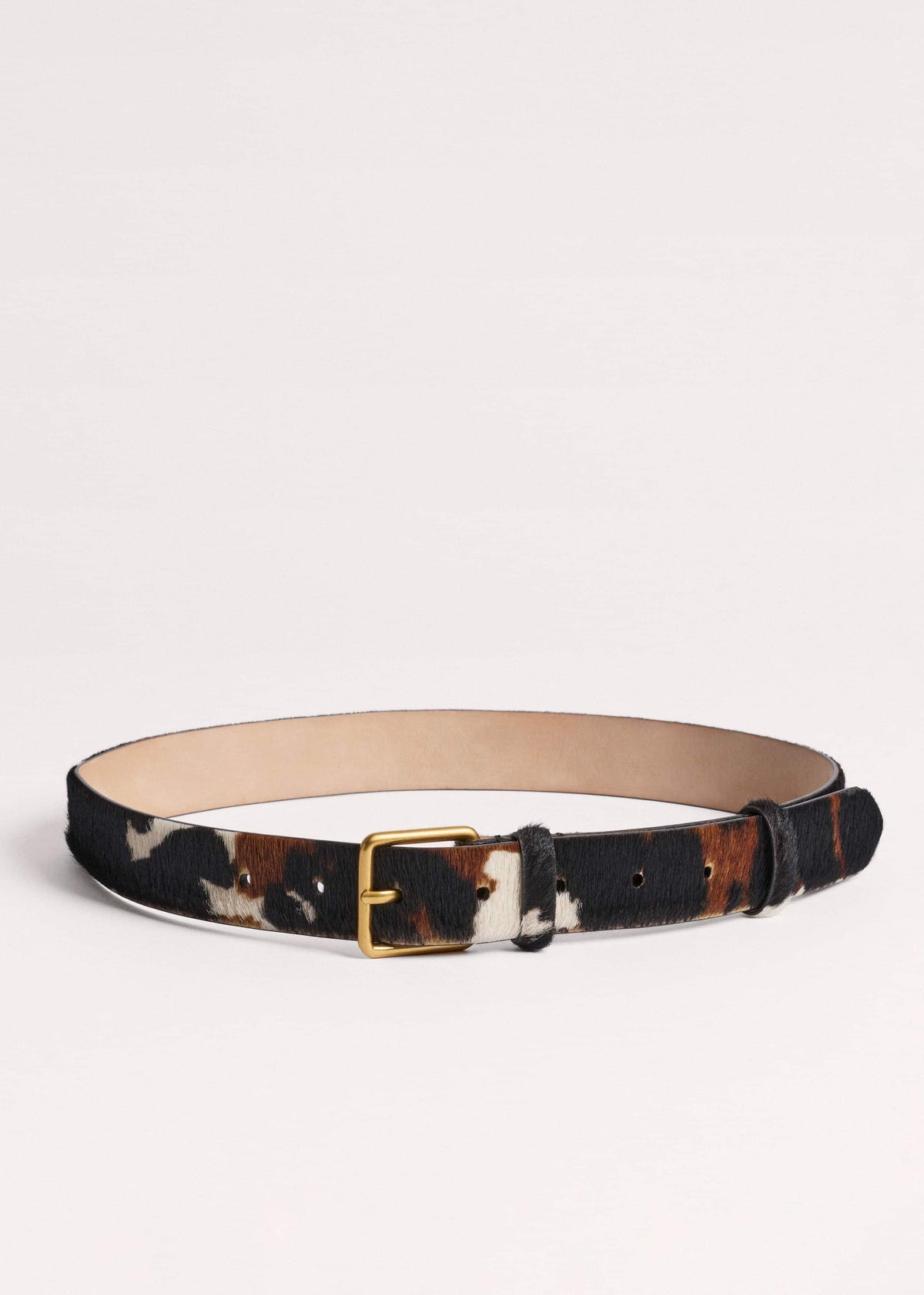 Dark Brown Leather Cow Print Classic Belt | ME+EM