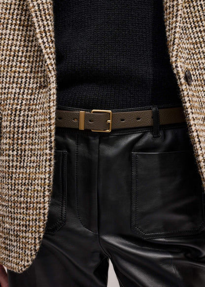 Olive Green Leather Reversible Belt | ME+EM
