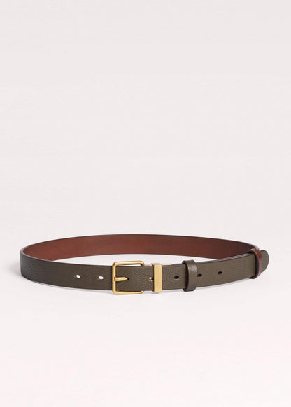 Olive Green Leather Reversible Belt | ME+EM