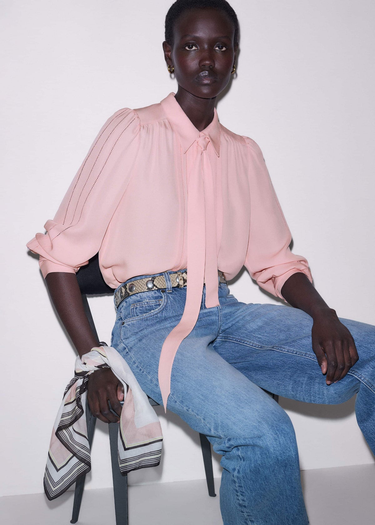 Pink Multi Stripe Border Scarf | ME+EM