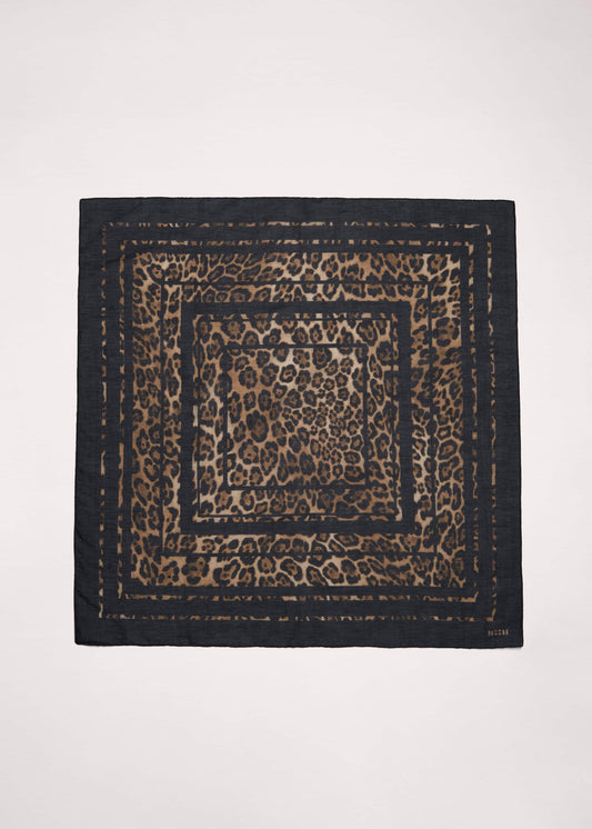 Brown Leopard Border Scarf | ME+EM