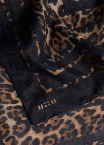 Brown Leopard Border Scarf | ME+EM
