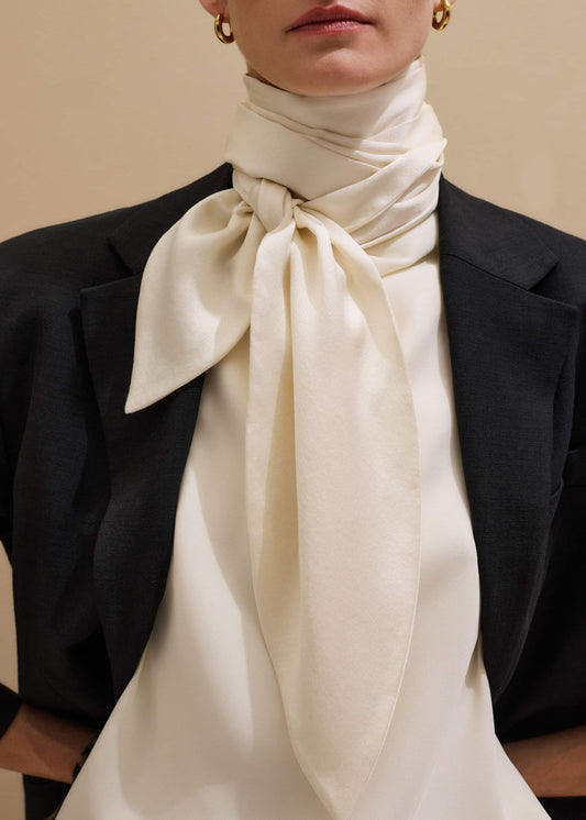 Cream Silk Satin Evening Scarf | ME+EM