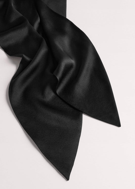 Black Silk Satin Evening Scarf | ME+EM