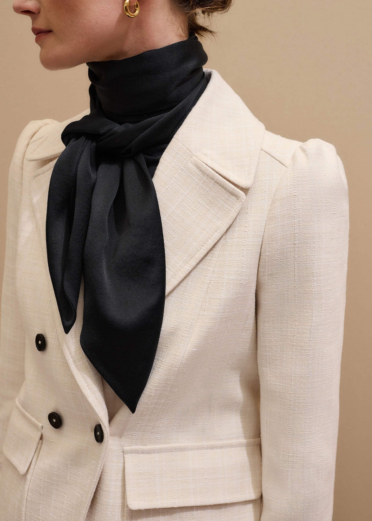 Black Silk Satin Evening Scarf | ME+EM