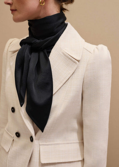 Black Silk Satin Evening Scarf | ME+EM