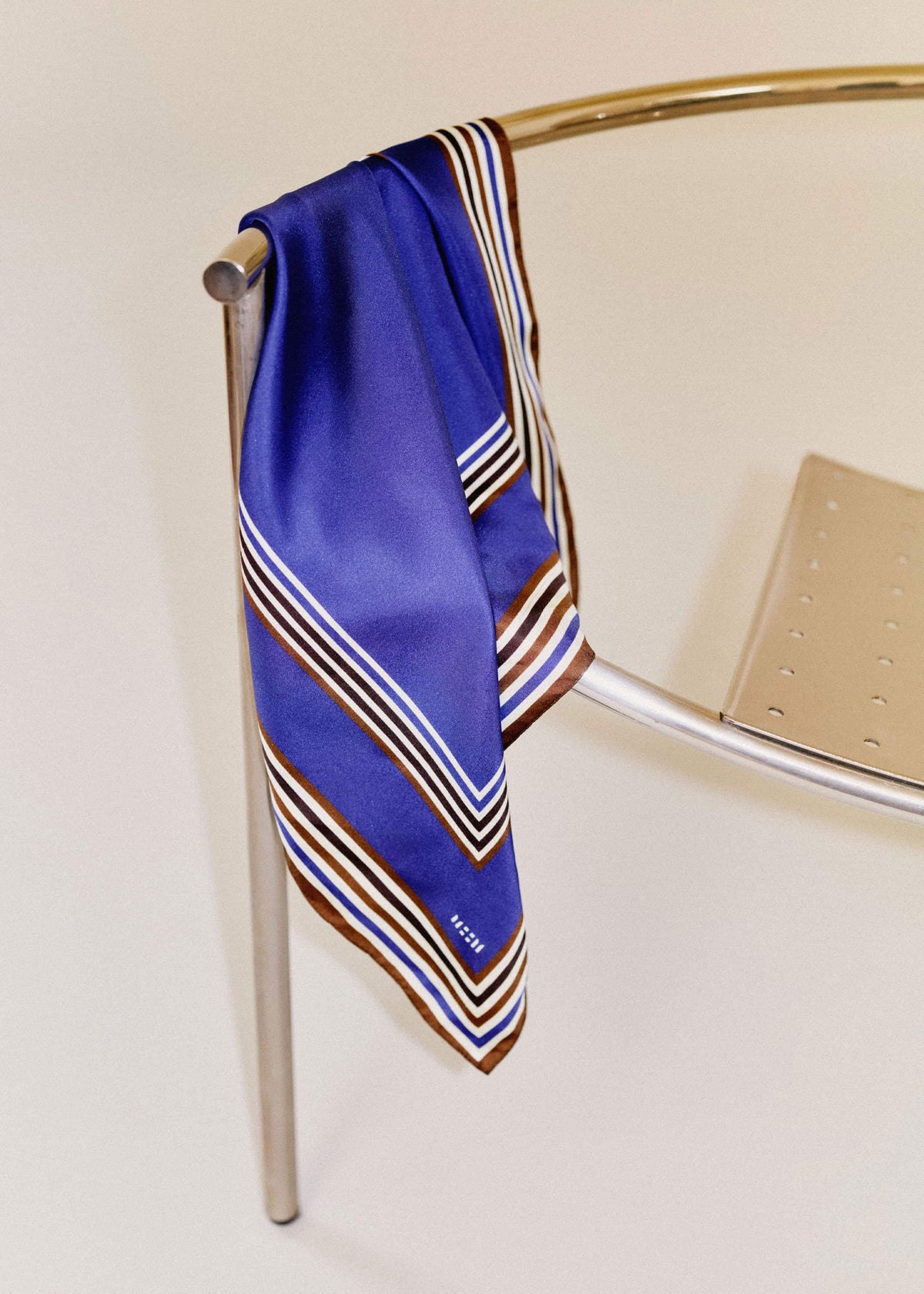 Blue Striped Silk Multi-Border Scarf | ME+EM