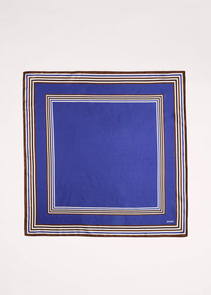 Blue Striped Silk Multi-Border Scarf | ME+EM
