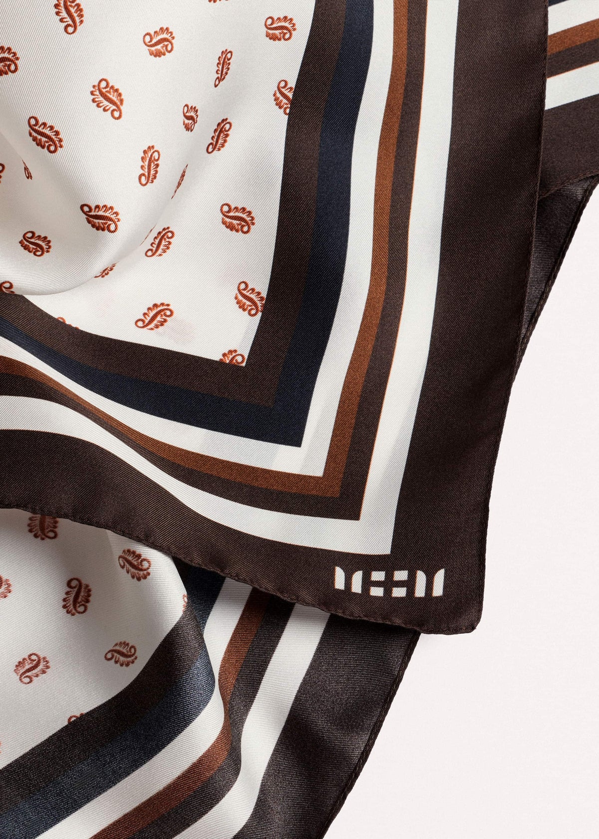 Cream Spaced Paisley Print Silk Scarf | ME+EM