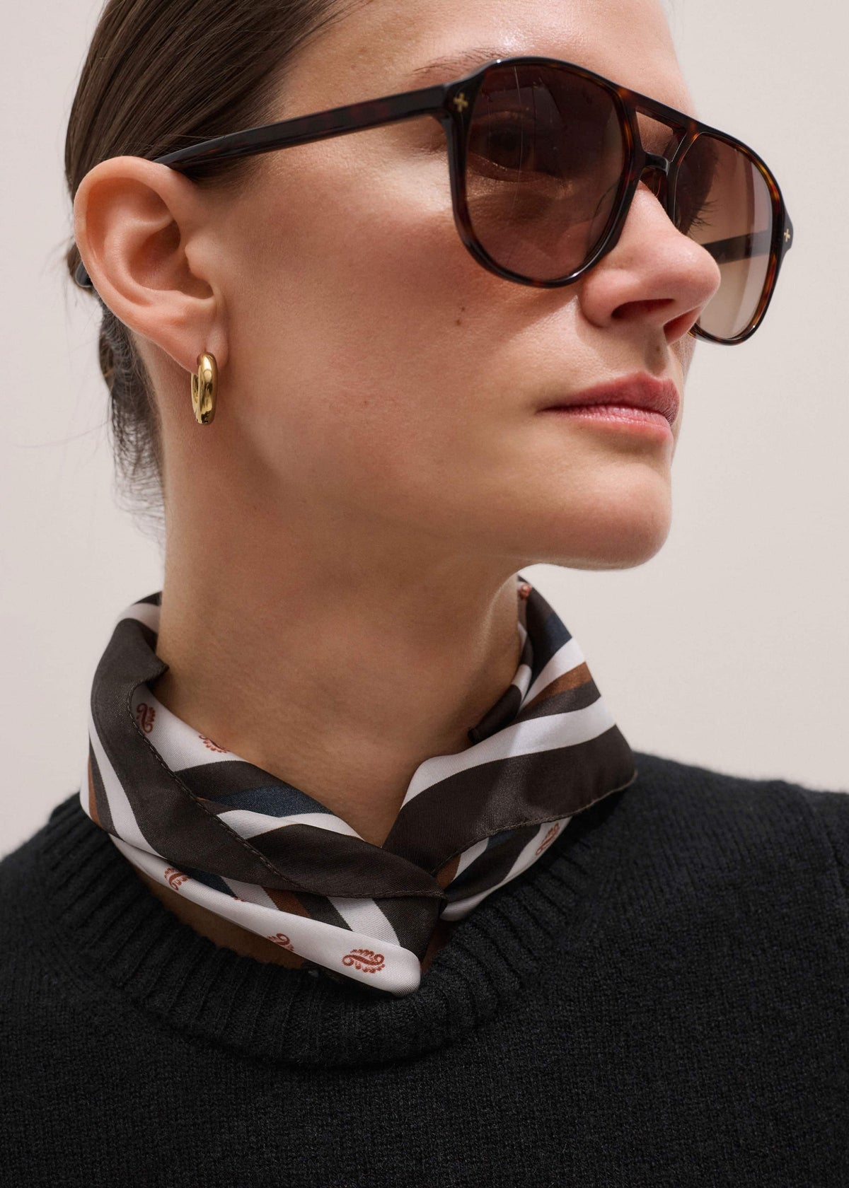 Cream Spaced Paisley Print Silk Scarf | ME+EM