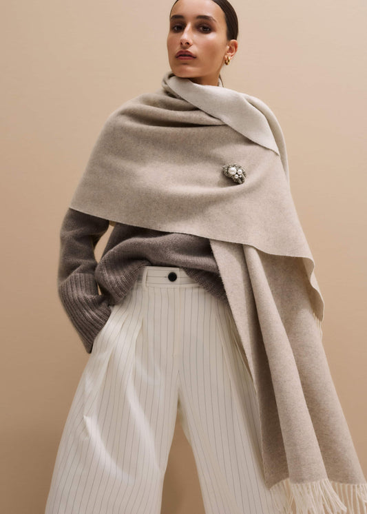 Cream Cashmere Blend Travel Scarf | ME+EM