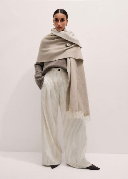 Cream Cashmere Blend Travel Scarf | ME+EM