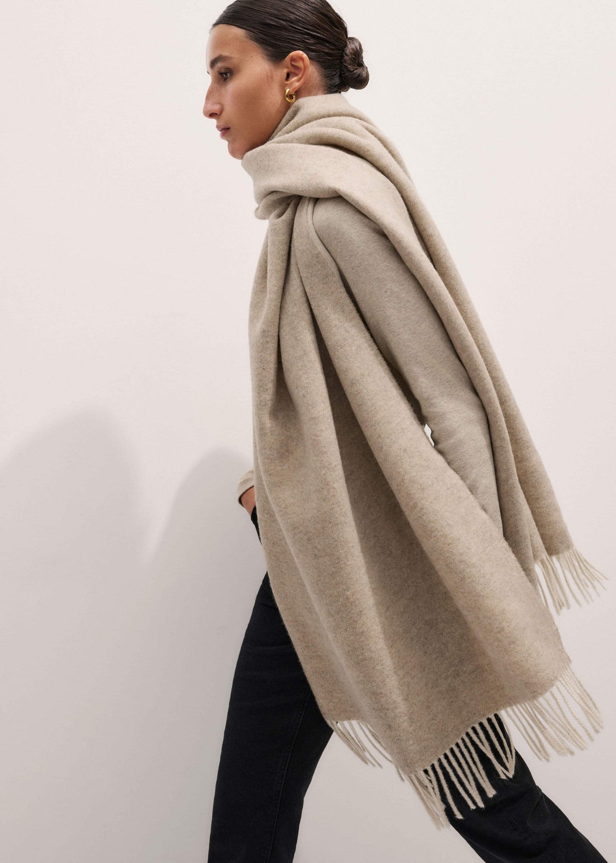 Cream Cashmere Blend Travel Scarf | ME+EM