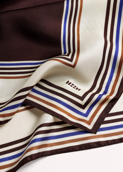 Brown Striped Silk Multi-Border Scarf | ME+EM