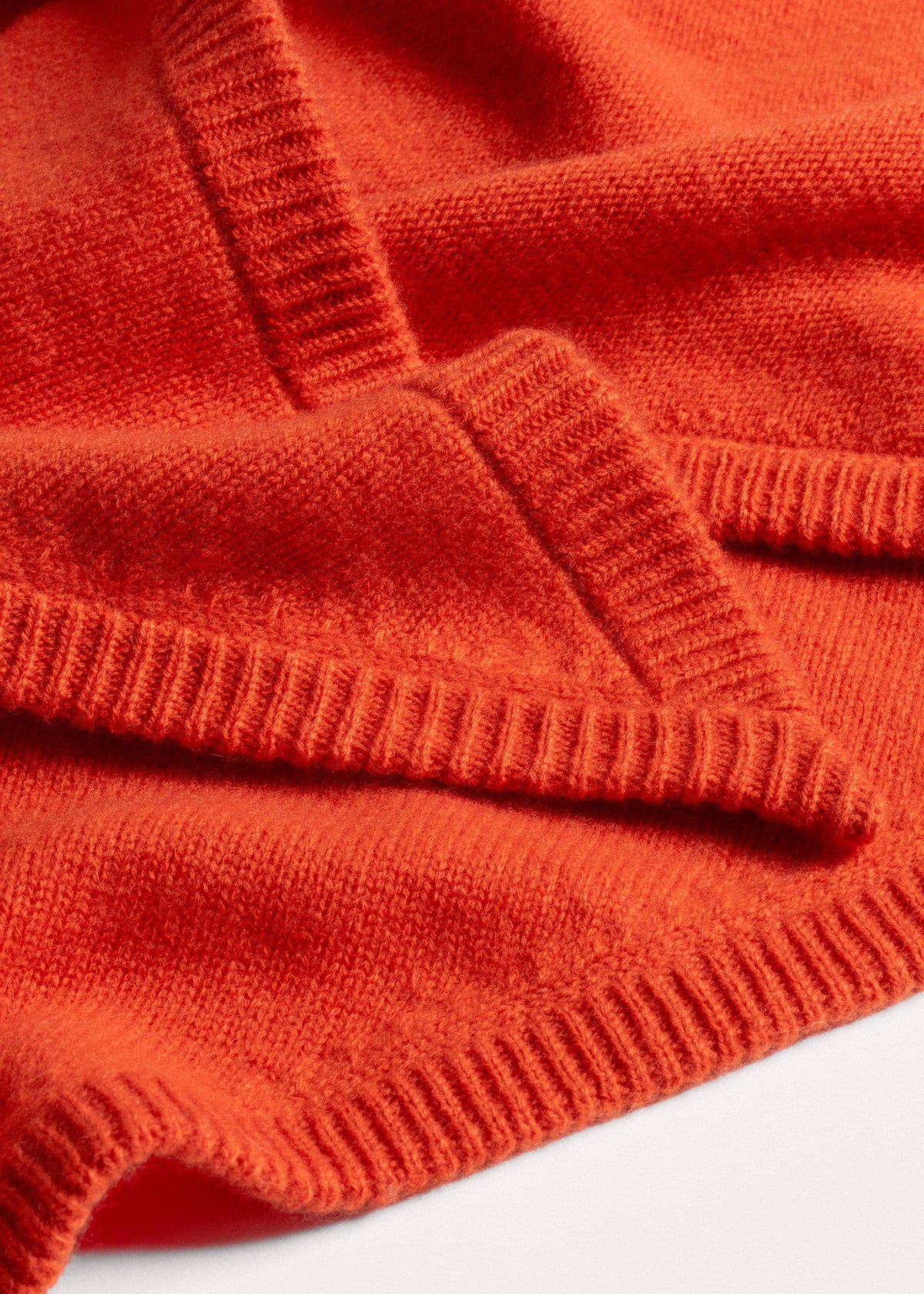 Orange Cashmere Triangle Knit Scarf | ME+EM