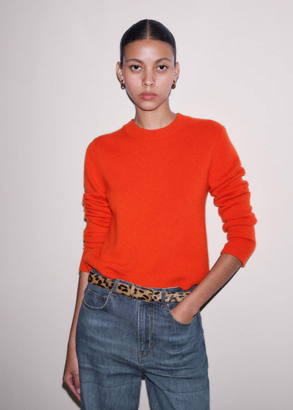 Orange Cashmere Triangle Knit Scarf | ME+EM