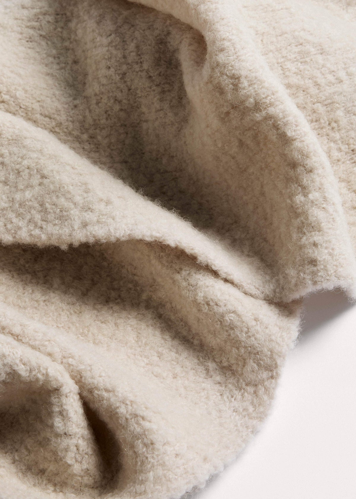 Oatmeal Merino Wool Bouclé Knit Scarf | ME+EM
