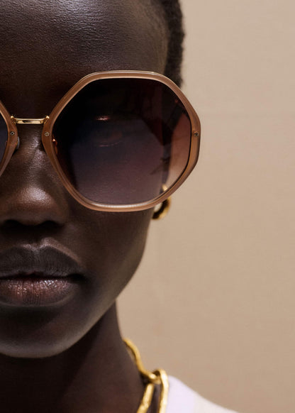 Smokey Nude Heptagonal Frame Sunglasses | ME+EM