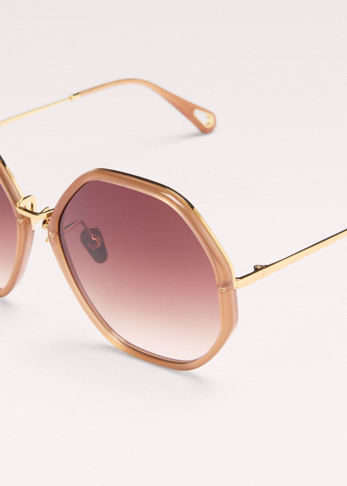 Smokey Nude Heptagonal Frame Sunglasses | ME+EM