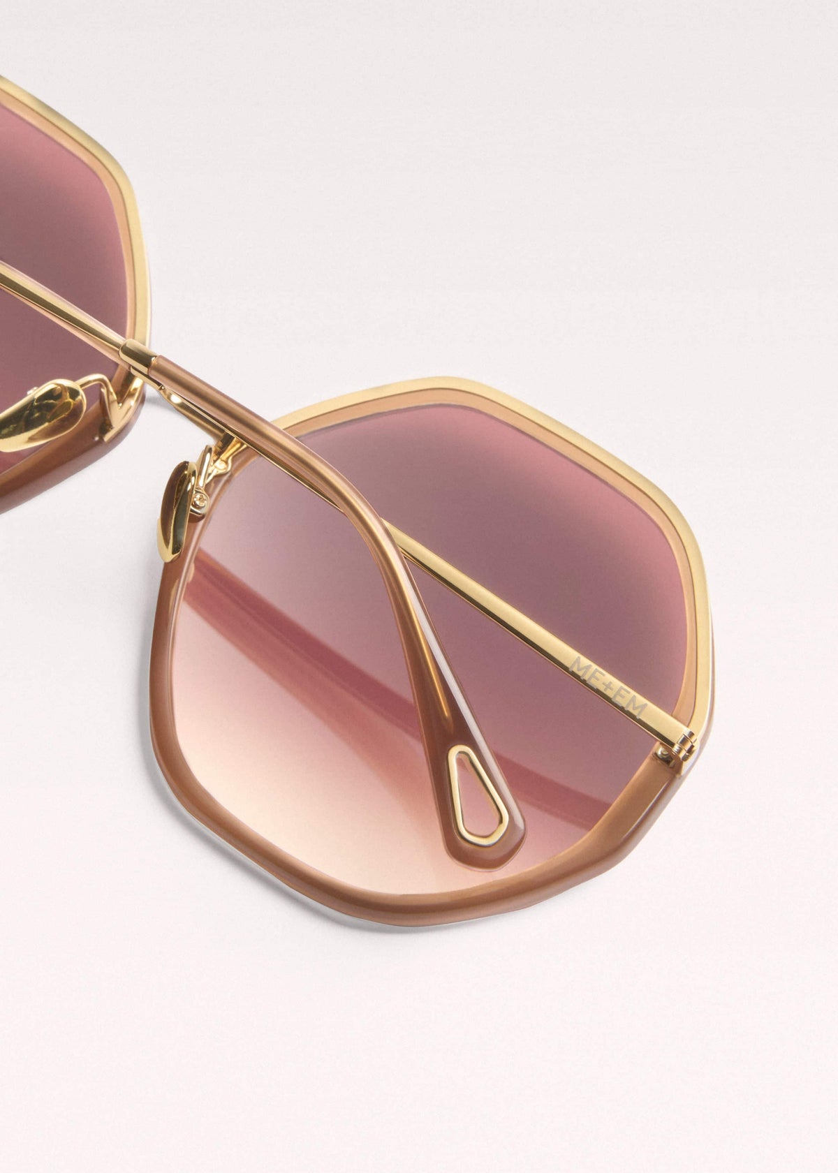 Smokey Nude Heptagonal Frame Sunglasses | ME+EM