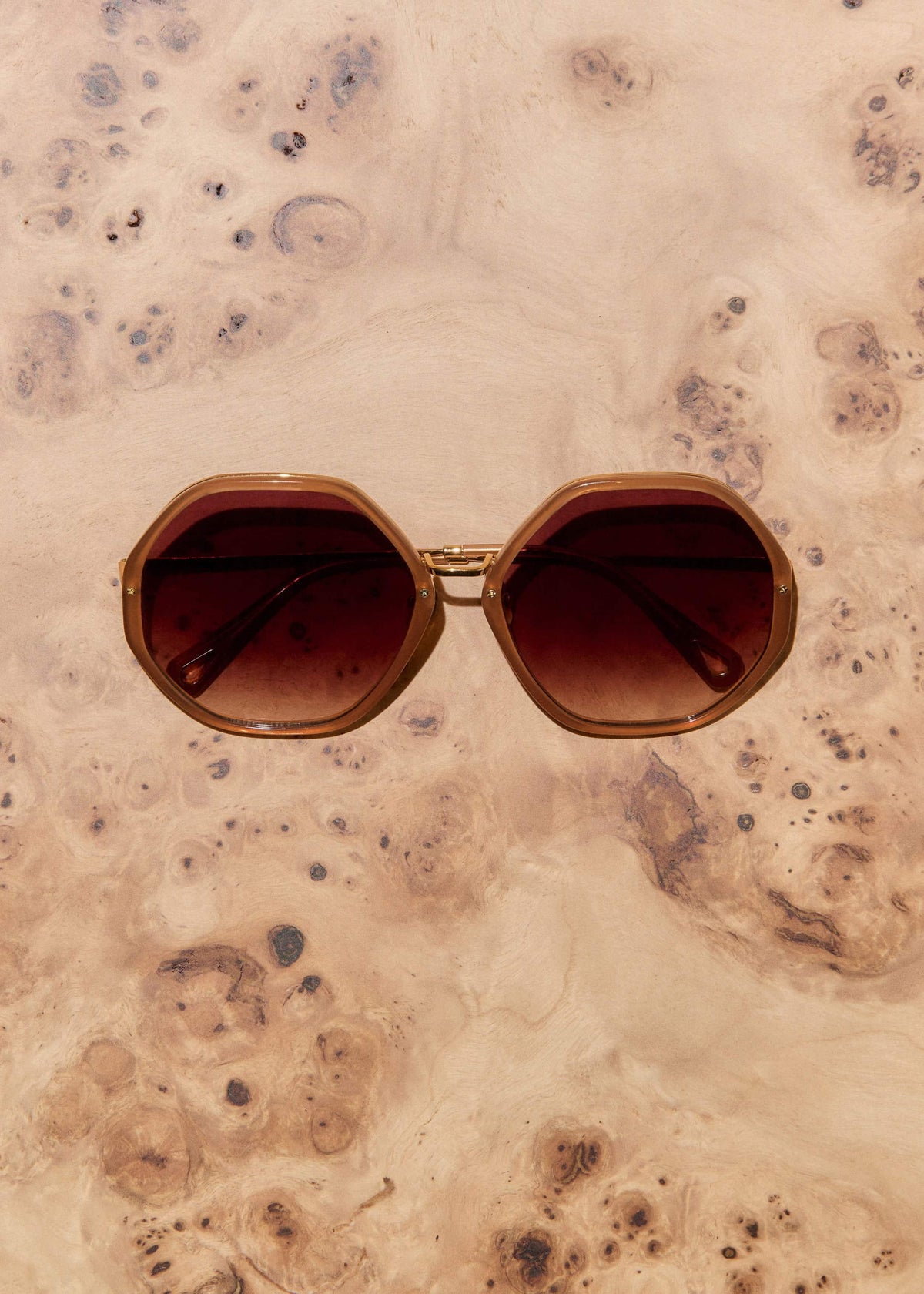 Smokey Nude Heptagonal Frame Sunglasses | ME+EM