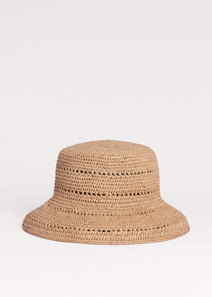Brown Summer Raffia Bucket Hat | ME+EM