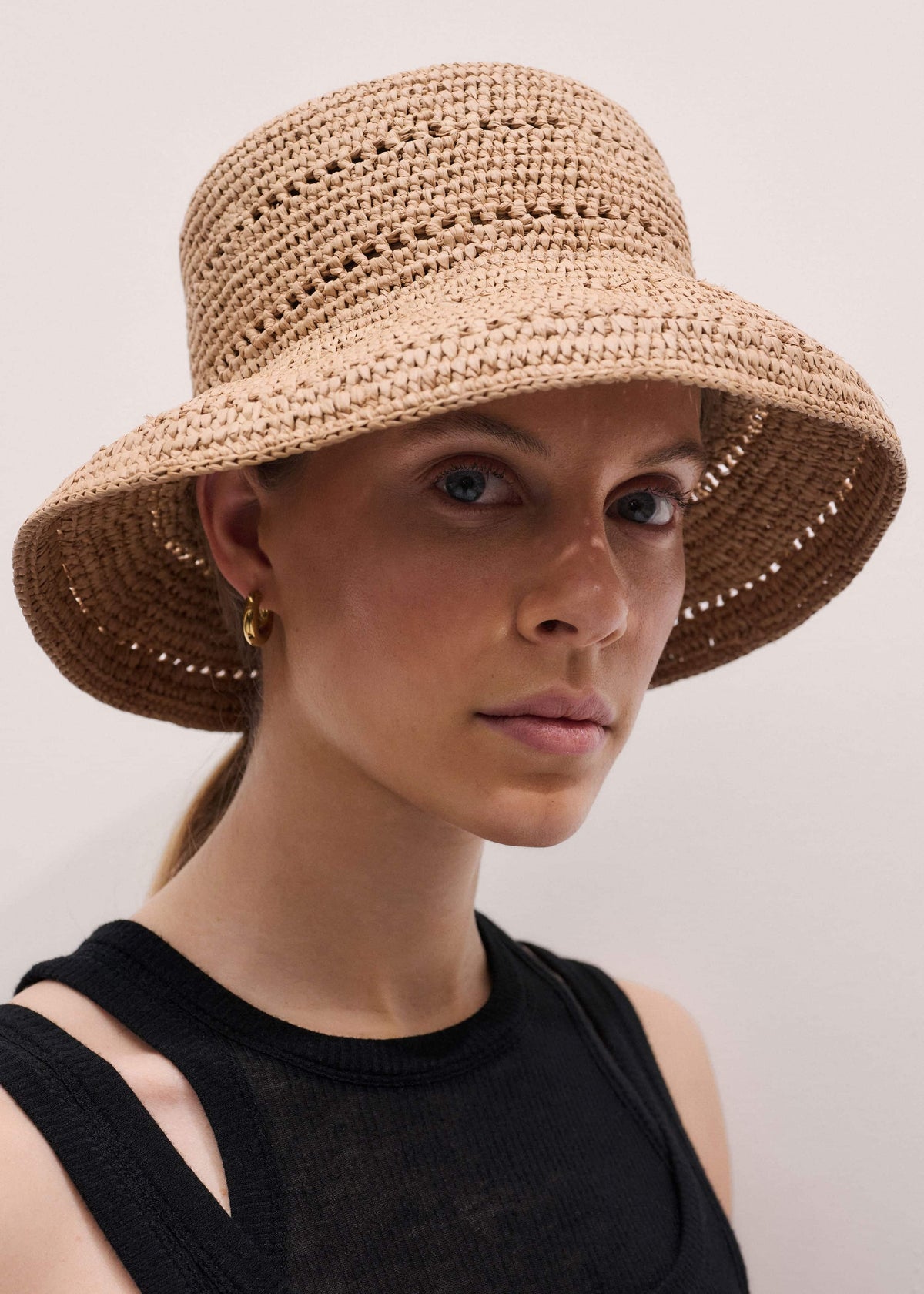 Brown Summer Raffia Bucket Hat | ME+EM