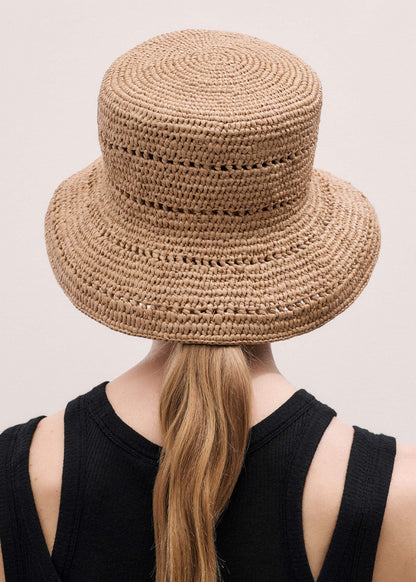 Brown Summer Raffia Bucket Hat | ME+EM